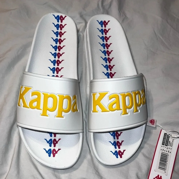 Kappa 222 Banda Adam 16 Slides White Kappa Red Blue slip on sandals sz 12 - Picture 5 of 7